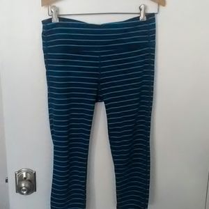 Athleta teal striped yoga pants